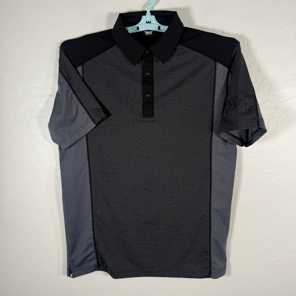 PXG Polo Shirt Mens Small Gray Black Short Sleeve Parsons Xtreme Golf